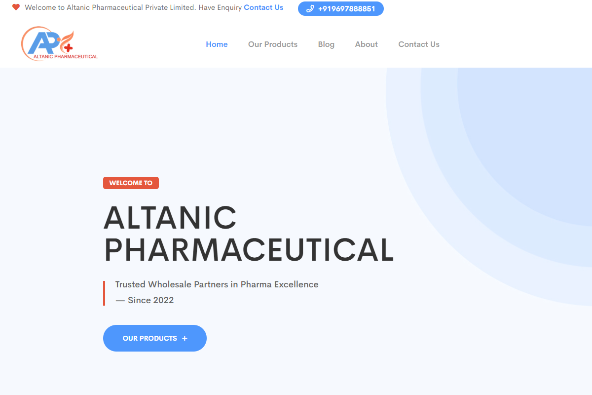 Altanic Pharmaceutical — B2B Pharma Website Design & Development | Web Assets Srinagar