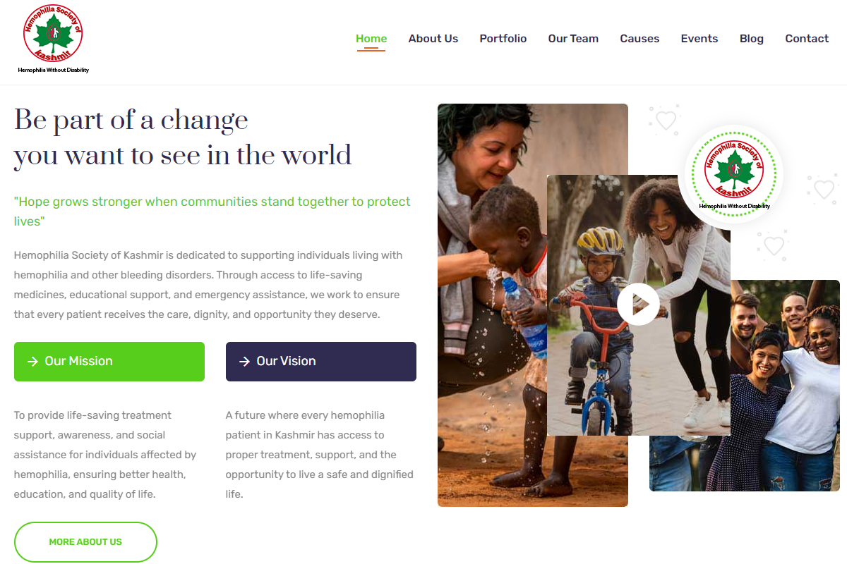 Hemophilia Society Kashmir Website Development | NGO Healthcare Platform by WebAssets