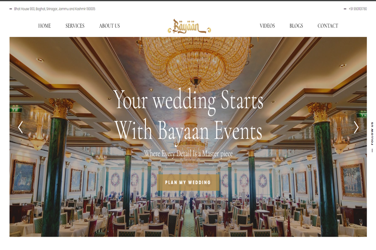 Bayaan Events — Premium Wedding Planning Website Designed by Web Assets