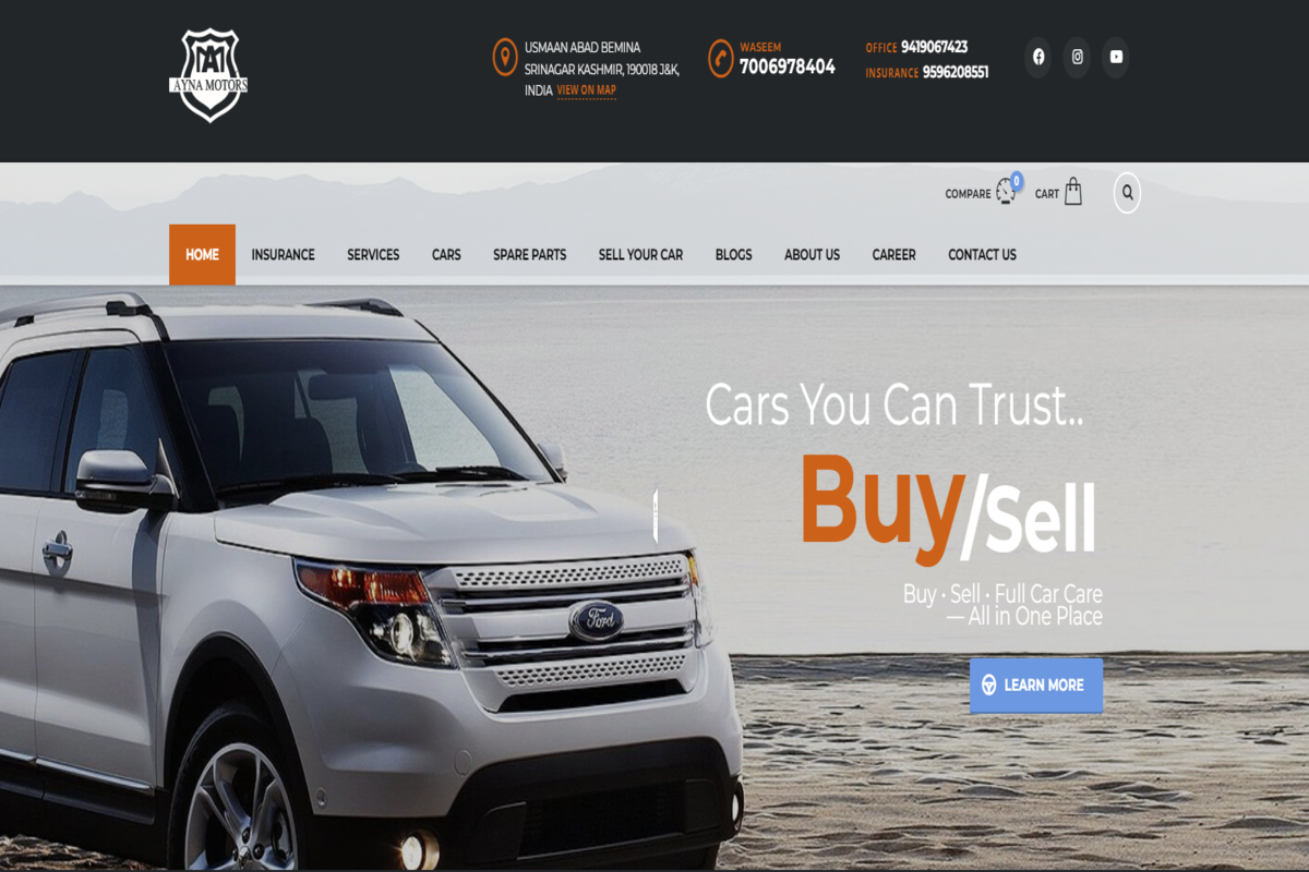 Ayna Motors — Automotive Service & Car Care Platform Built by Web Assets