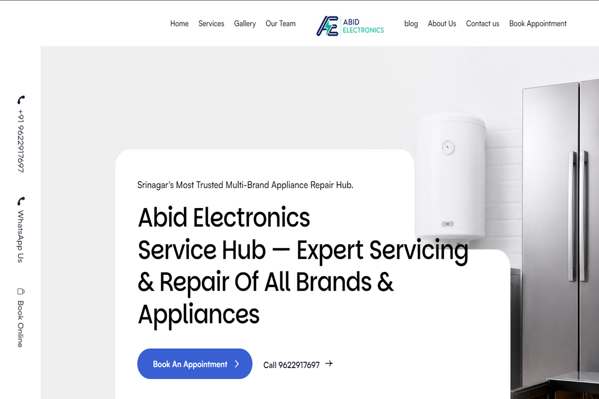 Abid Electronics Service Hub — Local Appliance Repair Business Transformed Into Srinagar’s #1 Digital Service Brand | Web Assets
